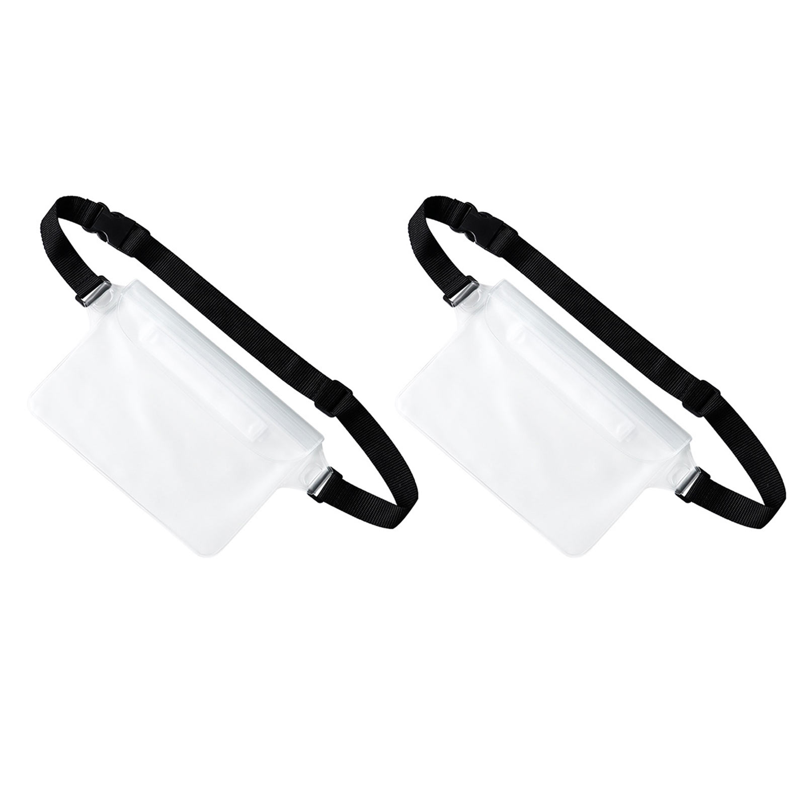 Ktebo waterproof pouch waist bag 2pcs set, clear x2 waterproof case for mobile phone valuables with belt length adjustable for pool sea river play fishing outdoor