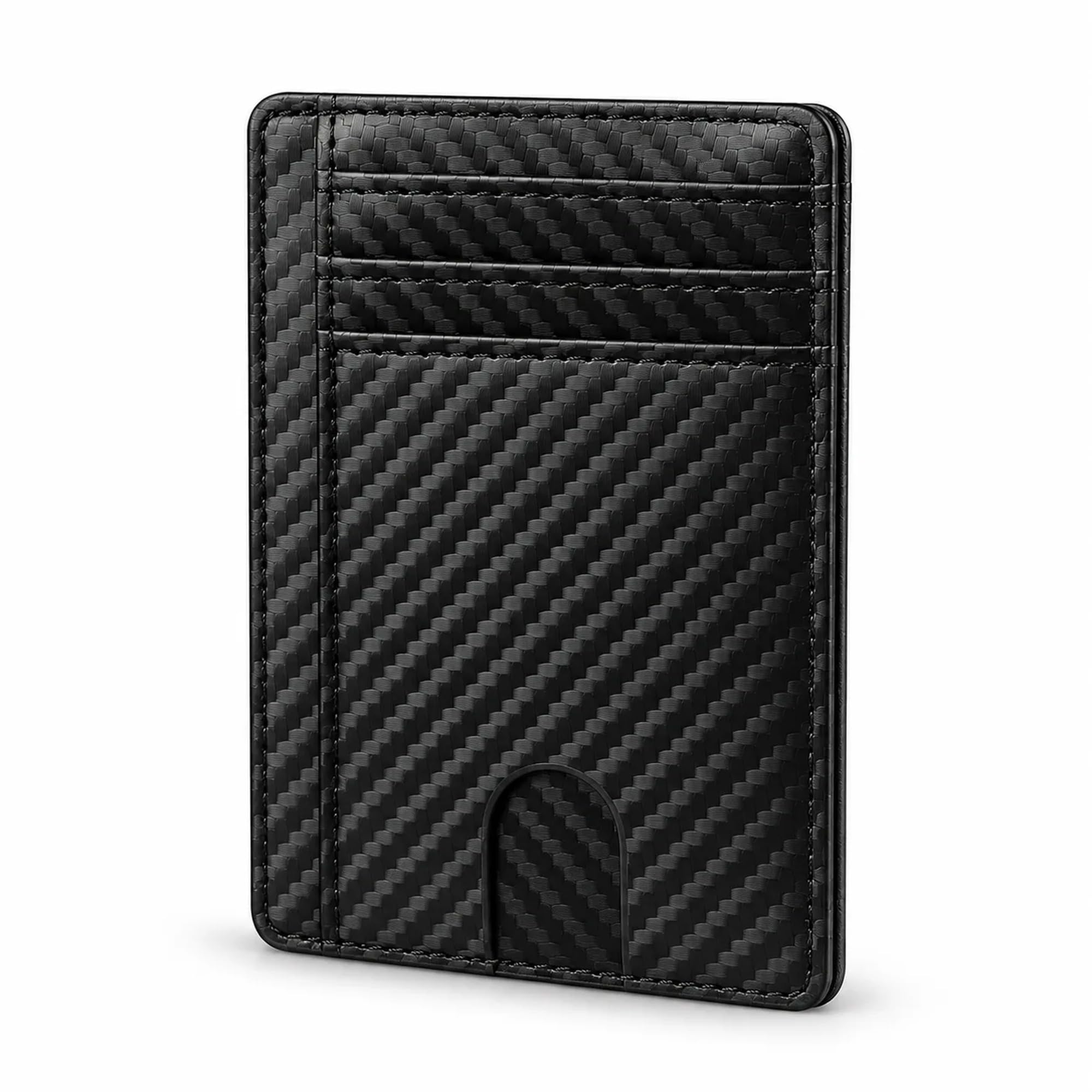 KTEBO カードケース 8ポケット 社員証 IDウィンドウ付き 薄型 スキミング対策 11.4×8.1cm 厚さ約0.5cm カーボン調ブラック