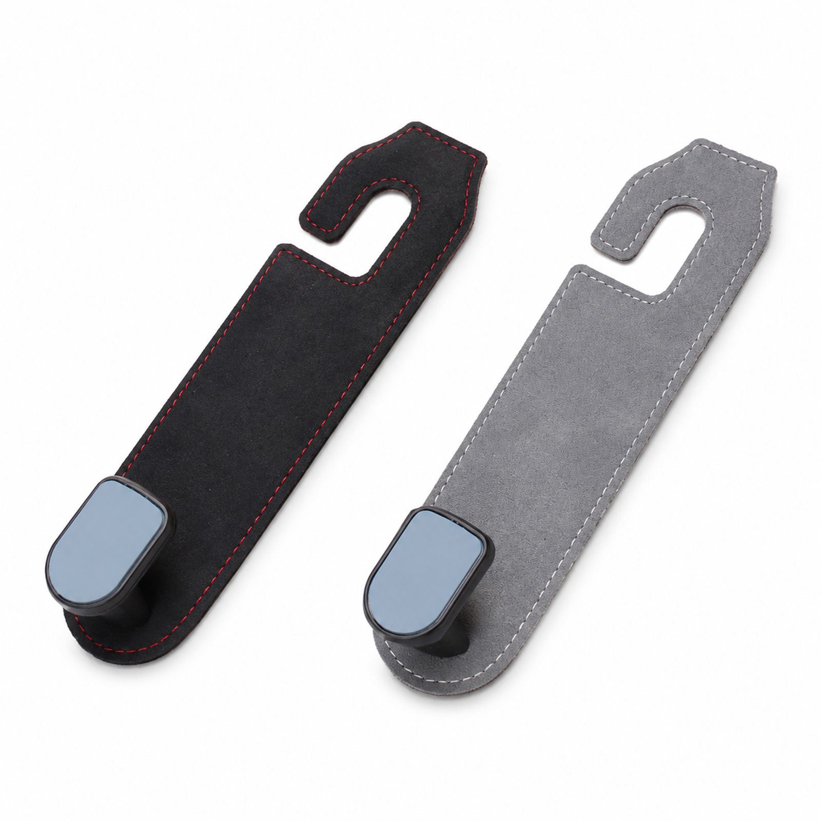 Ktebo car headrest hook, set of 2, black gray suede-like, car interior storage, luggage hanging, bag, shopping bag, rear seat, seat hook