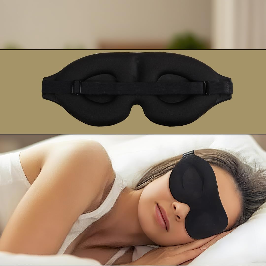 KTEBO【無感睡眠・快眠サポート】3D立体型アイマスク 睡眠用 遮光率99.99% 軽量 安眠グッズ 快眠グッズ 光の遮断 旅行用 就寝用 (ブラック)