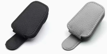 Ktebo car sunglasses clip set of 2, leather-like magnetic sun visor mounting, card ticket storage, small one-hand in and out, not easily obstructed vision, driver and passenger seats universal, car interior organization car accessories,black gray set of 2